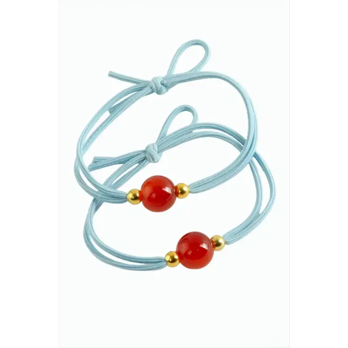 Boncuklu Lastik Toka 2 Adet