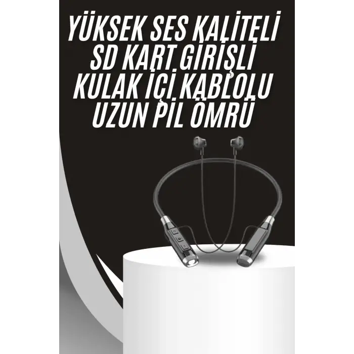 Boyun Bantlı Kulak İçi Kablolu Yüksek Ses Kaliteli Bluetooth Kulaklık