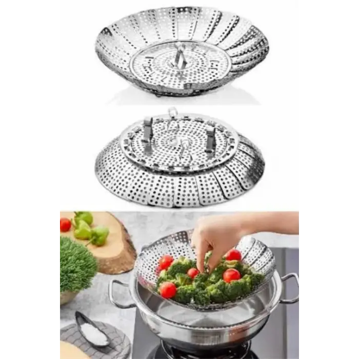 Buharda Pişirme Aparatı Katlanabilir Sebze Pişirme Haşlama Aparatı