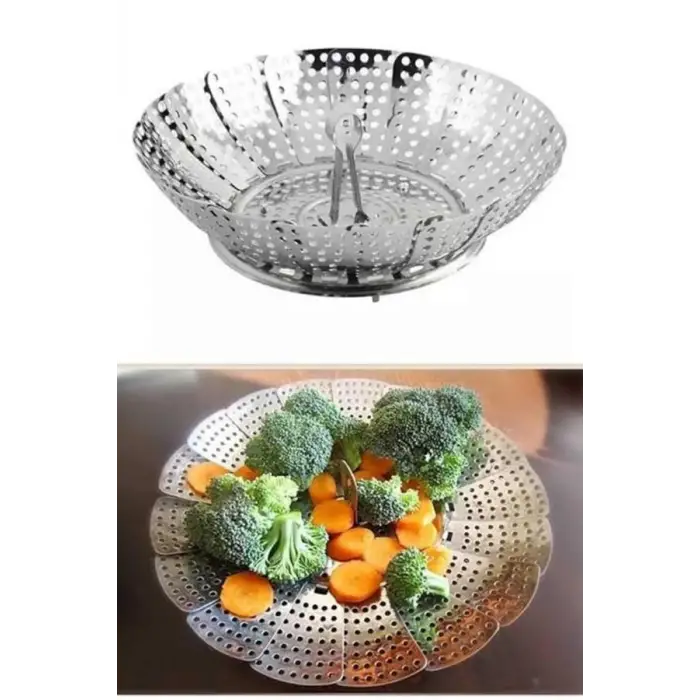 Buharda Pişirme Haşlama Aparatı Açılır Kapanır Paslanmaz Çelik Sebze Haşlama