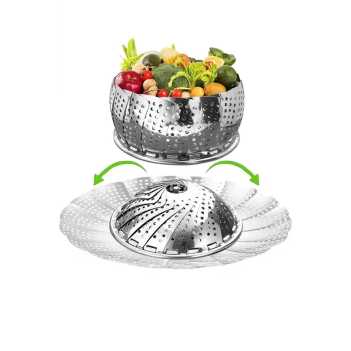 Buharda Pişirme Haşlama Aparatı Açılır Kapanır Paslanmaz Çelik Sebze Haşlama