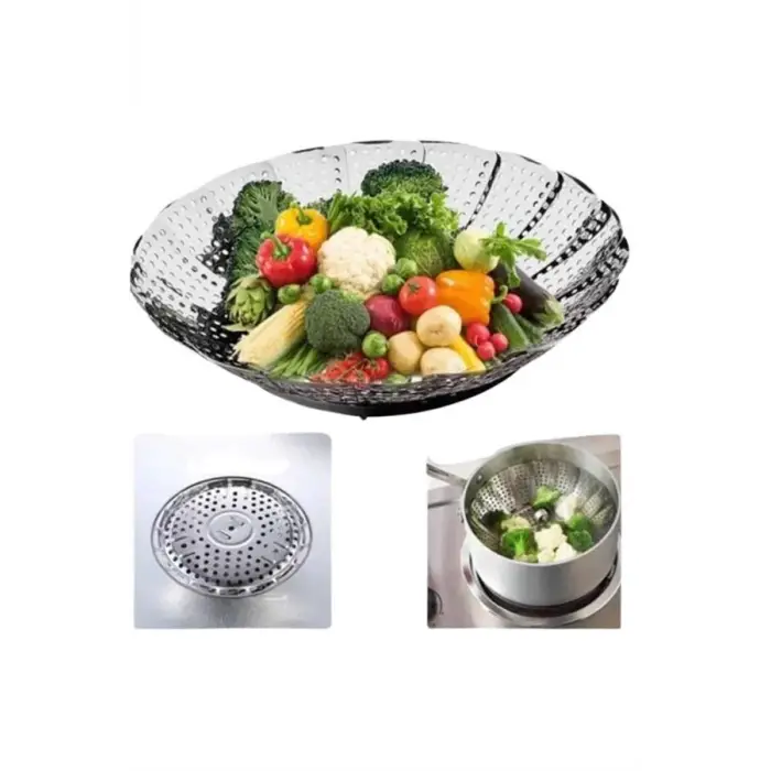 Buharda Pişirme Haşlama Aparatı Açılır Kapanır Paslanmaz Çelik Sebze Haşlama