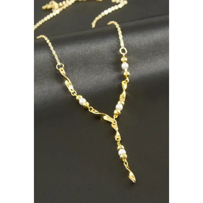 Burgulu İnci Y Kolye