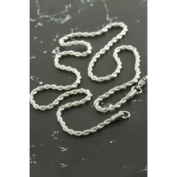 Burgulu Zincir Çelik Kolye 55 cm