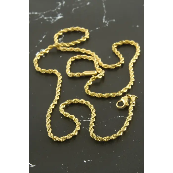 Burgulu Zincir Çelik Kolye 55 cm