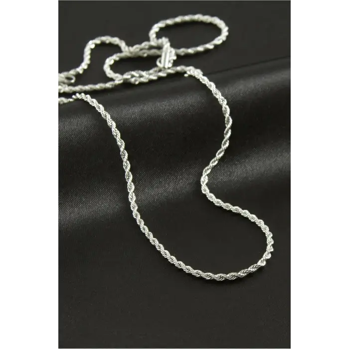 Burgulu Zincir Çelik Kolye 60 cm