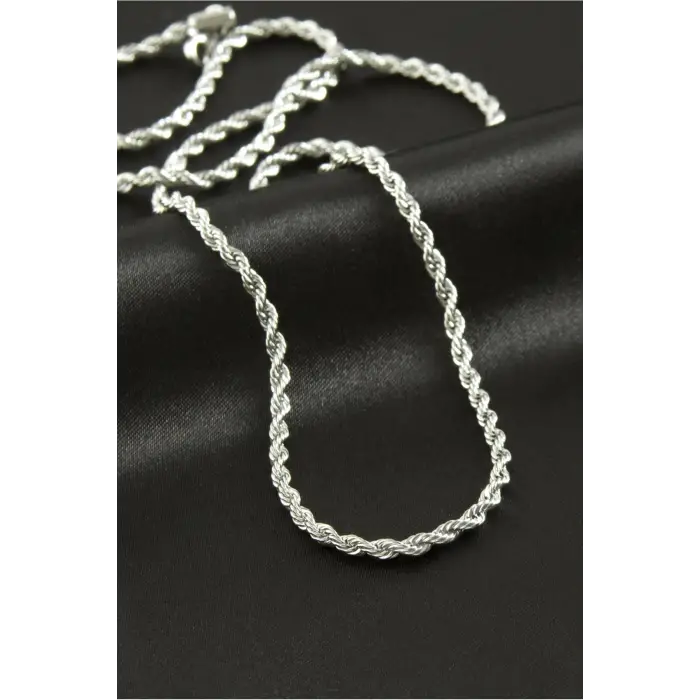 Burgulu Zincir Çelik Kolye 60 cm