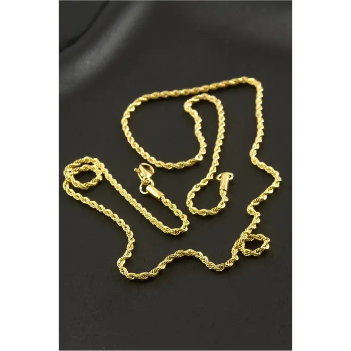 Burgulu Zincir Çelik Kolye 60 cm