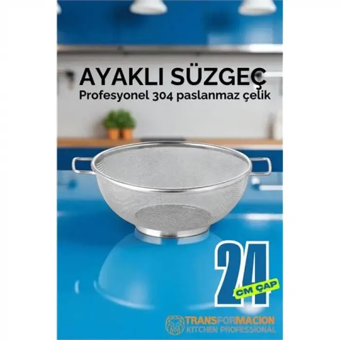 BX 24 cm Süzgeç - Makarna Süzgeci Pirinç Meyve Süzgeci 304 Paslanmaz Çelik