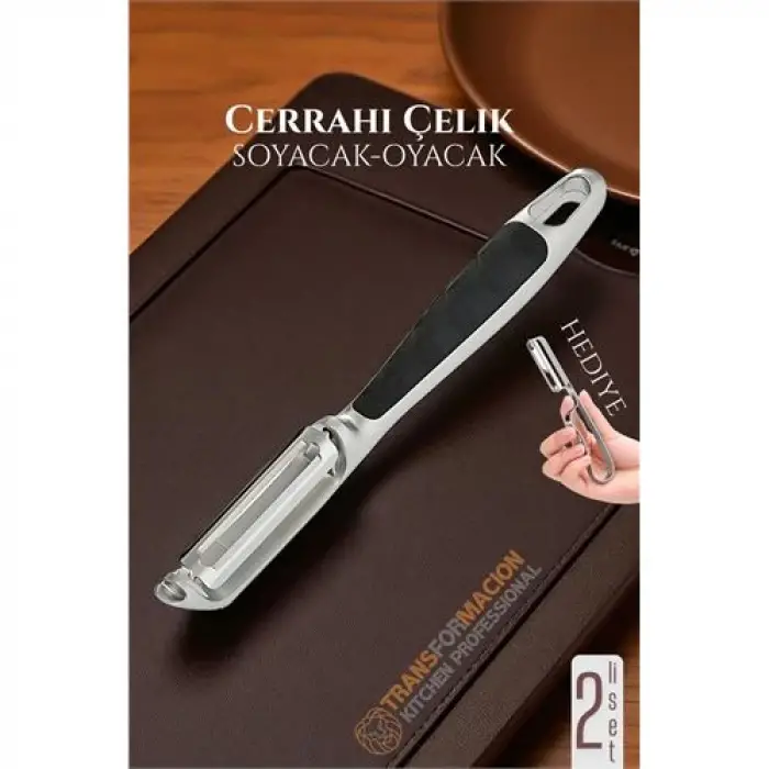 BX Amerikan Tip Soyacak Seti- Sebze Soyacağı Profesyonel Paslanmaz Çelik 2 li SET