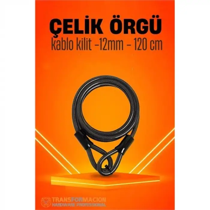 BX Çelik Örgü Kablo Kilit 12mm 120 cm Bisiklet Kilidi Motosiklet Kilidi Eşya Garaj Kilidi