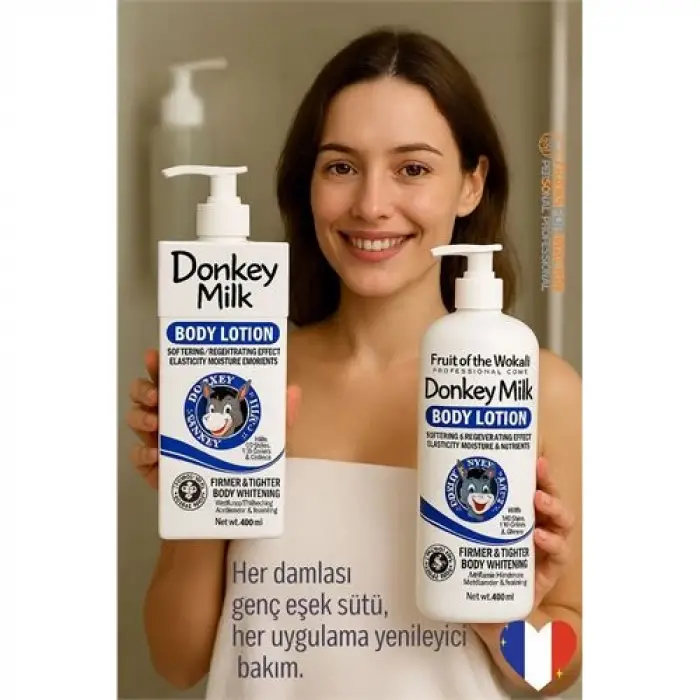 BX Genç Eşek Sütlü Vücut Losyonu & Bakım Kremi 400 ml Nemlendirici Sıkılaştırıcı Işıltı Veren Cilt Bakım Ürünü 400 ML