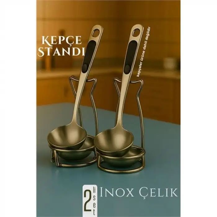 Inox Kepçe Standı - 2 li Kaşık Kepçe Standı- Profesyonel Şef Tasarımı