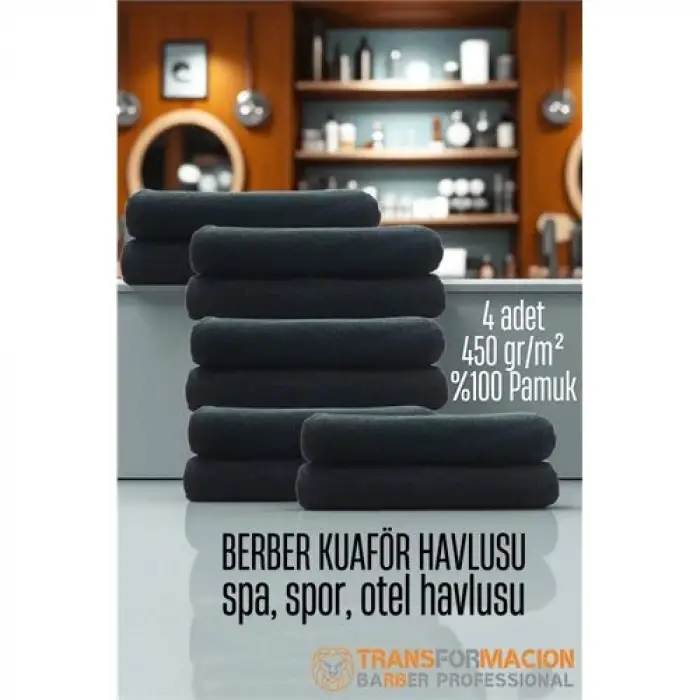 Kuaför Berber Havlusu 10 ADET Pamuk Berber Havlusu 50x90 Siyah