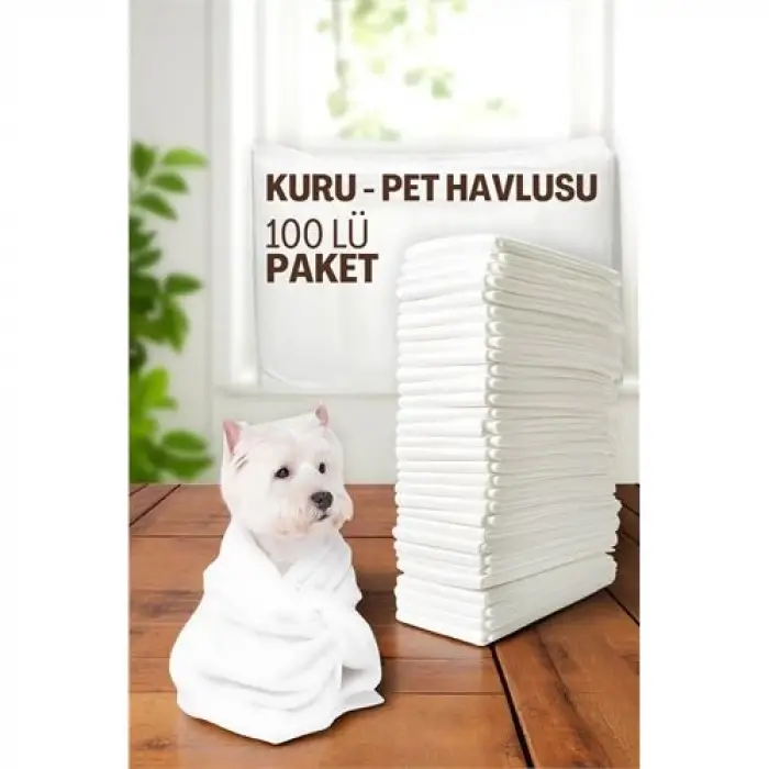 Pet Havlusu - Kedi Köpek Banyo Havlusu Tek Kullanımlık Kuru Havlu 40X80 CM 100 Adet