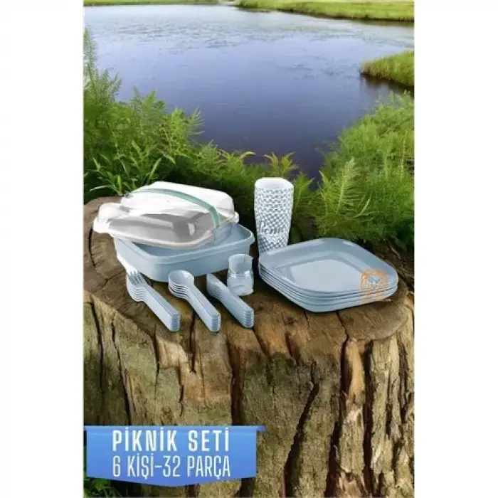 BX Piknik Seti 6 Kişilik 32 Parça MAVİ