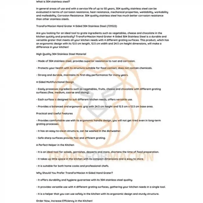 BXEl Rendesi 4 Taraflı 304 Paslanmaz Çelik