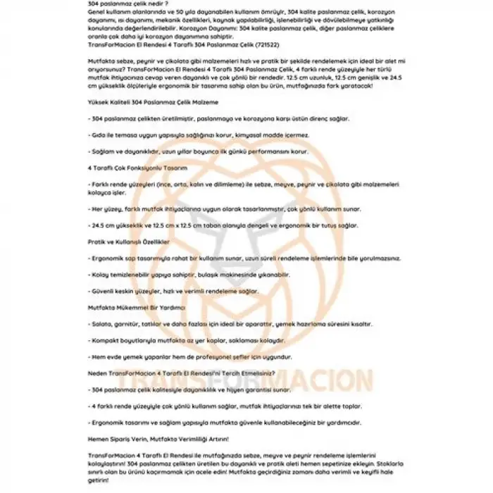 BXEl Rendesi 4 Taraflı 304 Paslanmaz Çelik