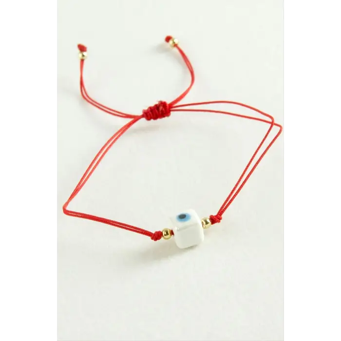 Cam Boncuk Makrome İp Bileklik