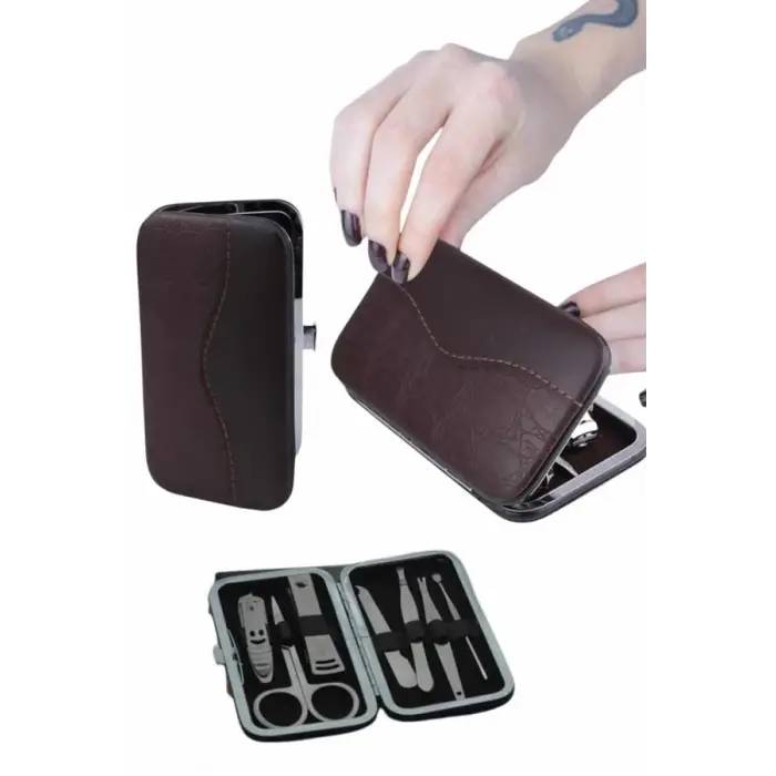 Çantalı 7 Parça Manikür Pedikür Seti Tırnak Makası Cımbız Törpü