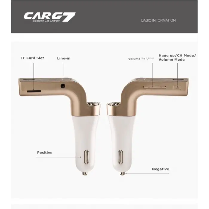 Carg7 Bluetooth Araç Fm Transmitter Usb Girişli