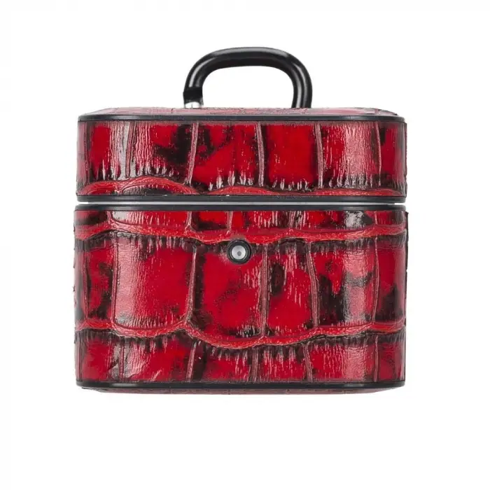 Casquet Apple AirPods 3.nesil Uyumlu Deri Kılıf YK5 Kırmızı