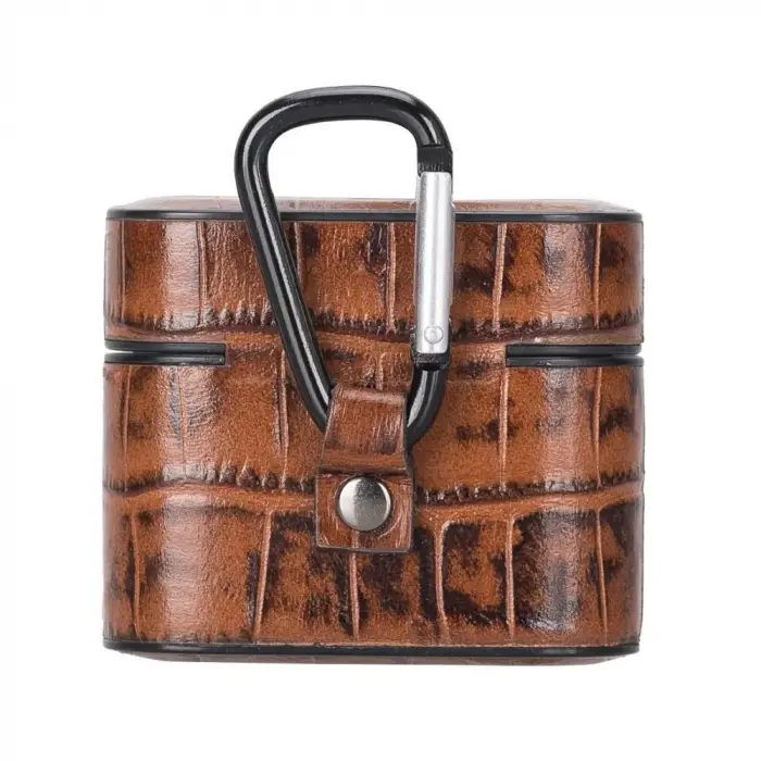 Casquet Apple AirPods 3.nesil Uyumlu Deri Kılıf YK6 Taba