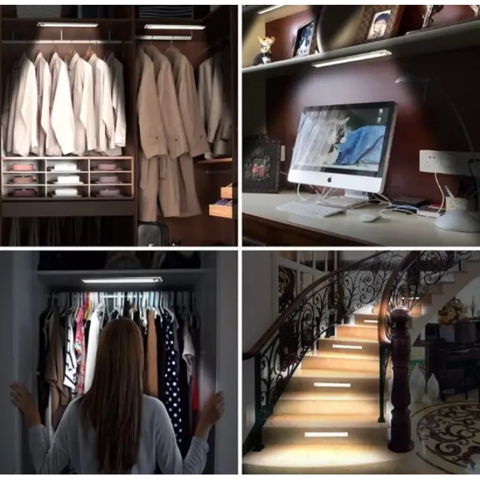 CATA CT 2464S  3W Şarjlı Led Sensörlü Dolap İçi Lamba 3 Renk Mod Siyah Kasa