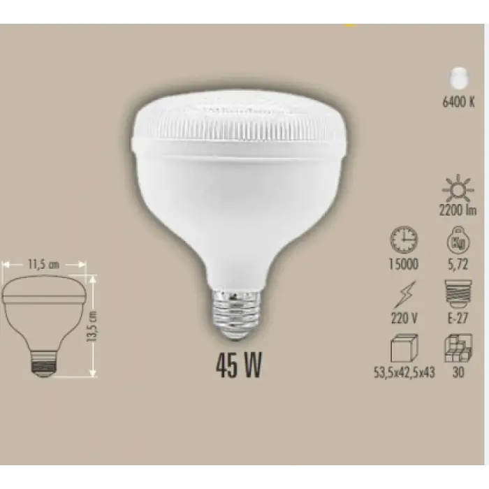 CATA CT 4145 Kristal 45W Torch Led Ampul 6400K Beyaz Işık