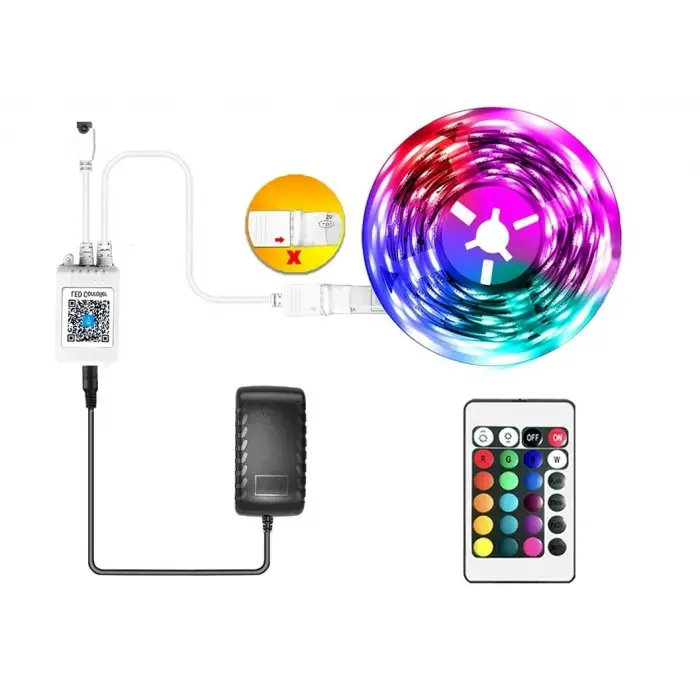 CATA CT 4557 Rgb Şerit Led Set 5 Mt Rgb Led 3 Renk+Trafo+ Kumanda