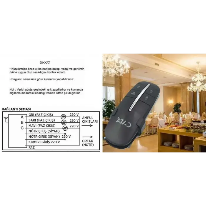 CATA CT 9115 3X1000 3Lü Aydınlatma Kumandası