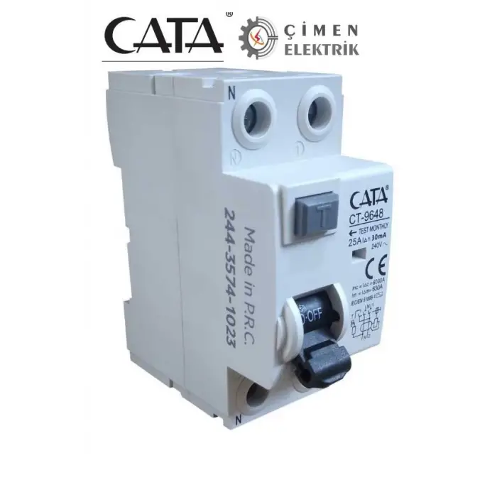 CATA CT 9648 2X25A 30Ma 6Ka Monofaze Kaçak Akım Rölesi