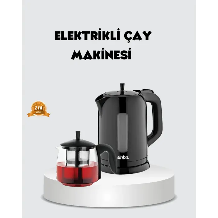 Çaycı Cam Demlikli 1800W Güçlü ve Sıcak Tutmalı Elektrikli Çay Makinesi