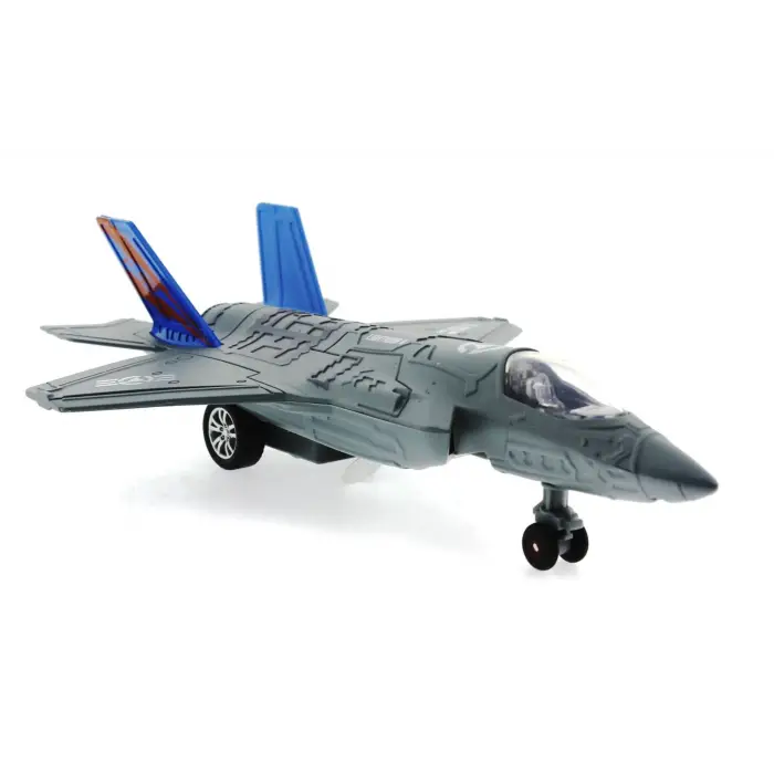 Çek Bırak Metal F-35 Benzeri Gri Savaş Uçağı Sesli Işıklı