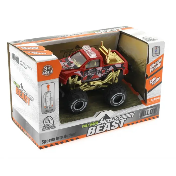 Çek Bırak Mini Off Road Kırmızı Polis Aracı