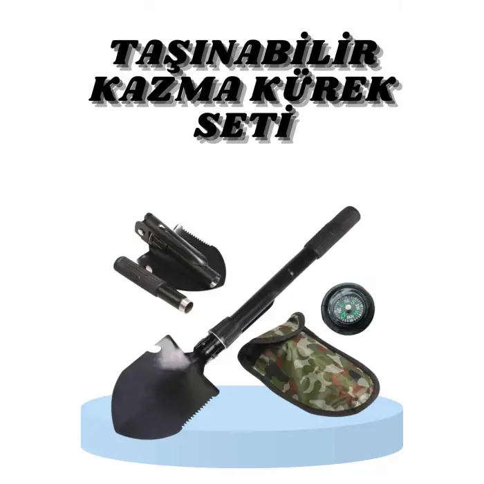 Çelik Katlanır Fonksiyonel Kamp Kazma Kürek Ve Kesme Aleti Seti Küçük Kazma Kürek Seti