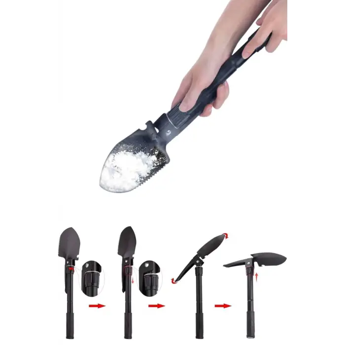 Çelik Katlanır Fonksiyonel Kamp Kazma Kürek Ve Kesme Aleti Seti Küçük Kazma Kürek Seti