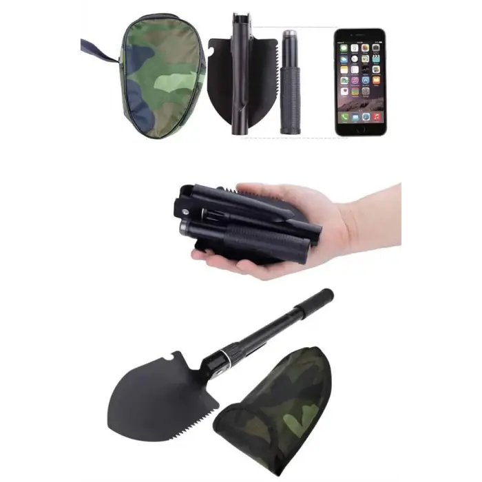 Çelik Katlanır Fonksiyonel Kamp Kazma Kürek Ve Kesme Aleti Seti Küçük Kazma Kürek Seti