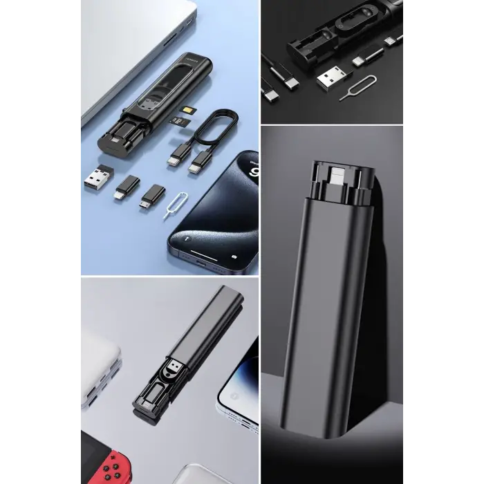 Cep Tipi 60w Bas Aç Type-c,iphone Şarj,micro Usb Hızlı Şarj Data Kablo Seti