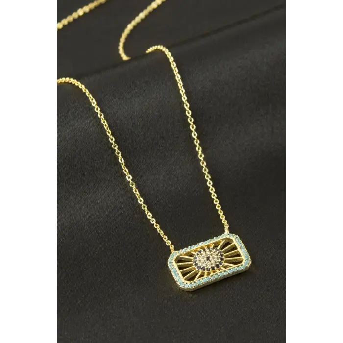 Çerçeve Nazar Zirkon Taşlı Kolye