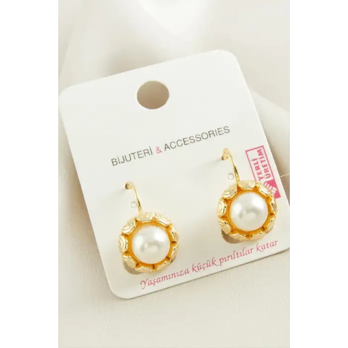 Çiçek İnci Metal Küpe