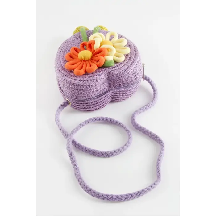 Çiçek Kalp Hasır Çanta