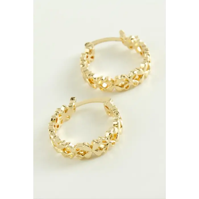 Çiçek Kilitli Halka Küpe