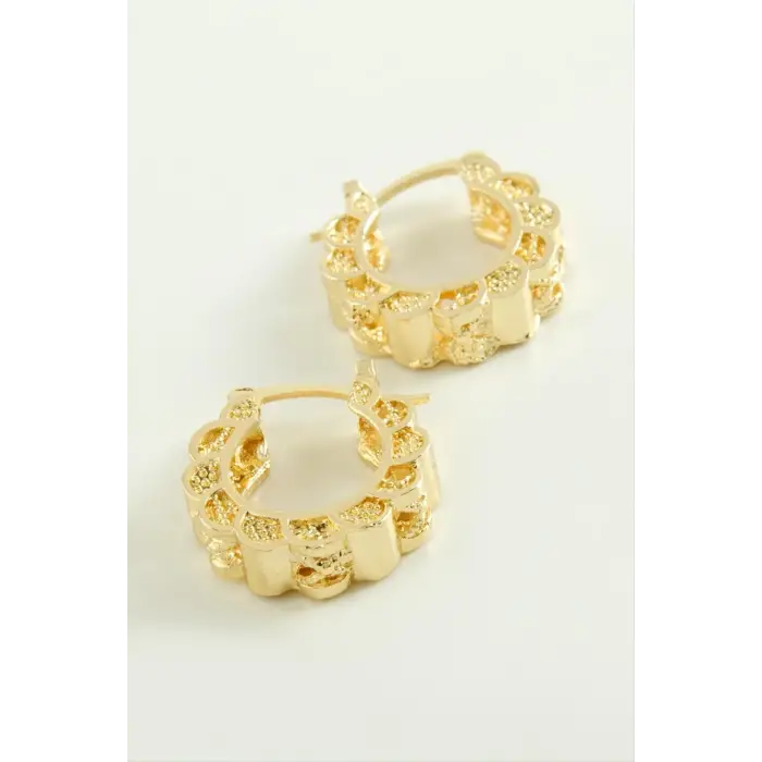 Çiçek Kilitli Halka Küpe