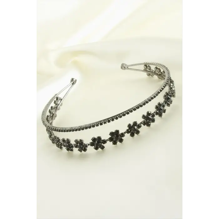 Çiçek Lüks Taşlı Gelin Tacı