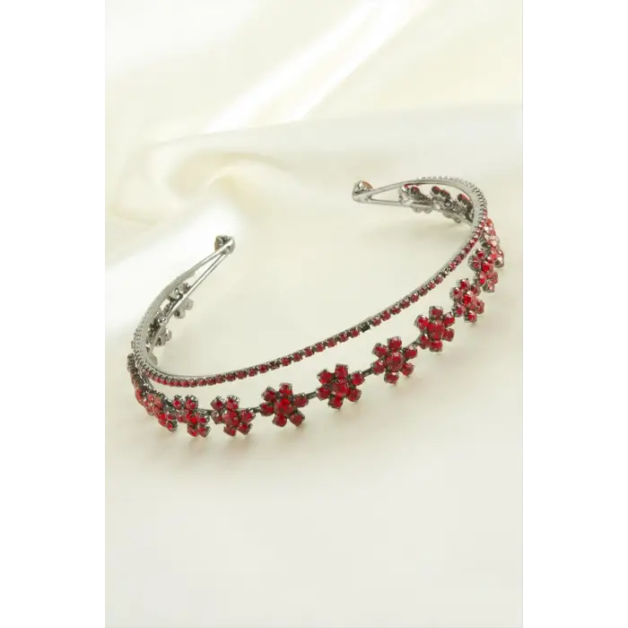 Çiçek Lüks Taşlı Gelin Tacı