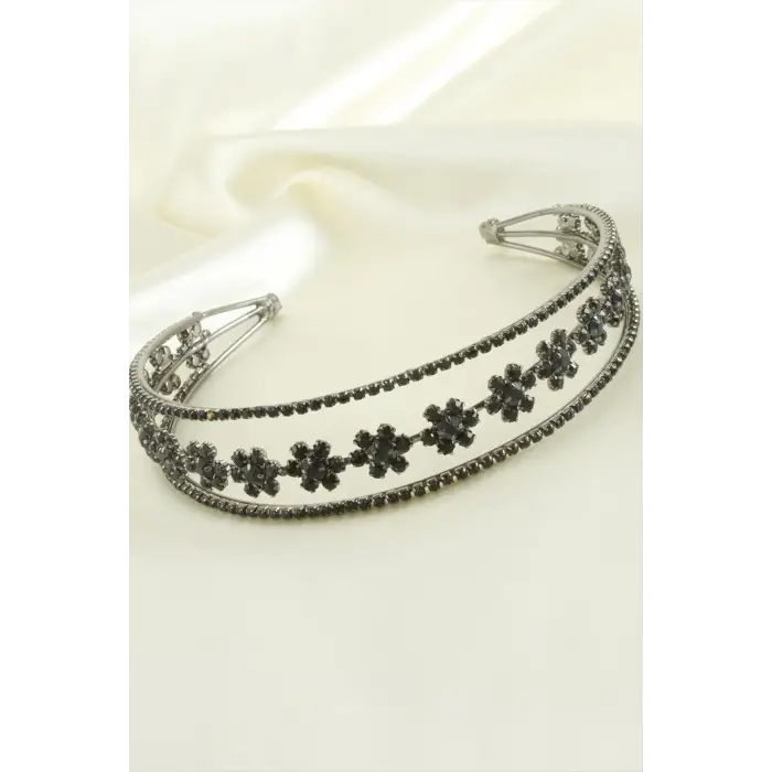 Çiçek Lüks Taşlı Gelin Tacı