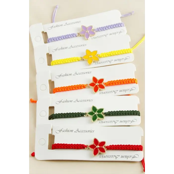 Çiçek Makrome Örgülü Bileklik