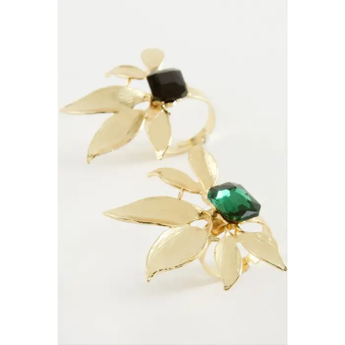 Çiçek Metal Taşlı Yüzük 1 Adet