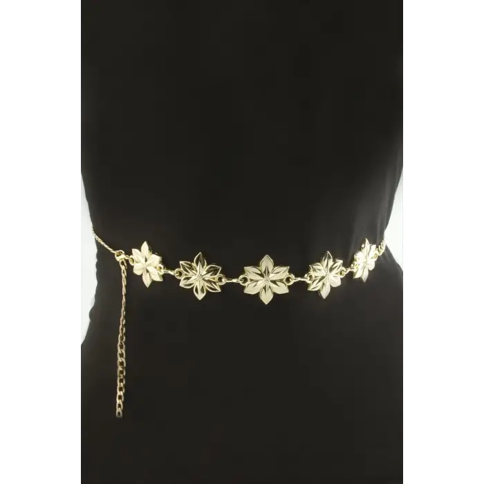 Çiçek Metal Zincir Kemer
